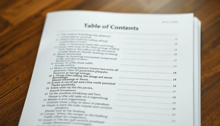 table of contents - Complete Guide and Overview