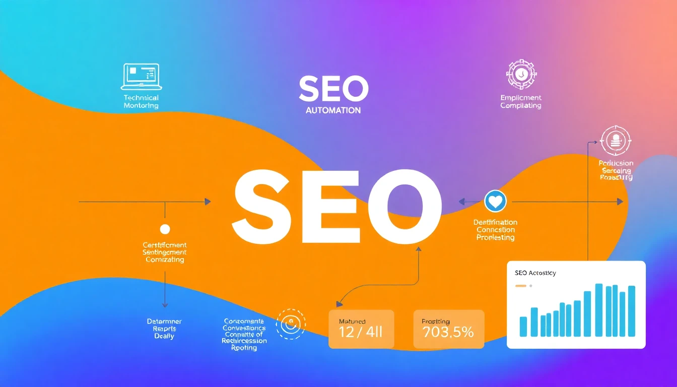 seo automation workflow diagram showing technical monitoring content optimization and reporting